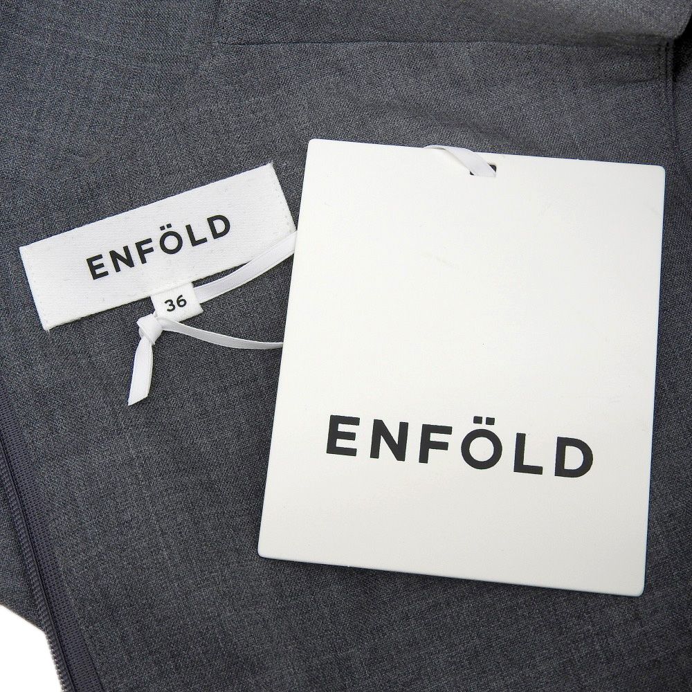 ENFOLD エンフォルド 美品 ENFOLD エンフォルド ダブルクロス Aラインポケットドレス ワンピース レディース グレー 36 20AW  36 - メルカリ