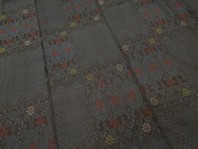 カメのお着物 平和屋着物□本場大島紬 泥染め 亀甲吉祥花文 正絹 逸品 未使用