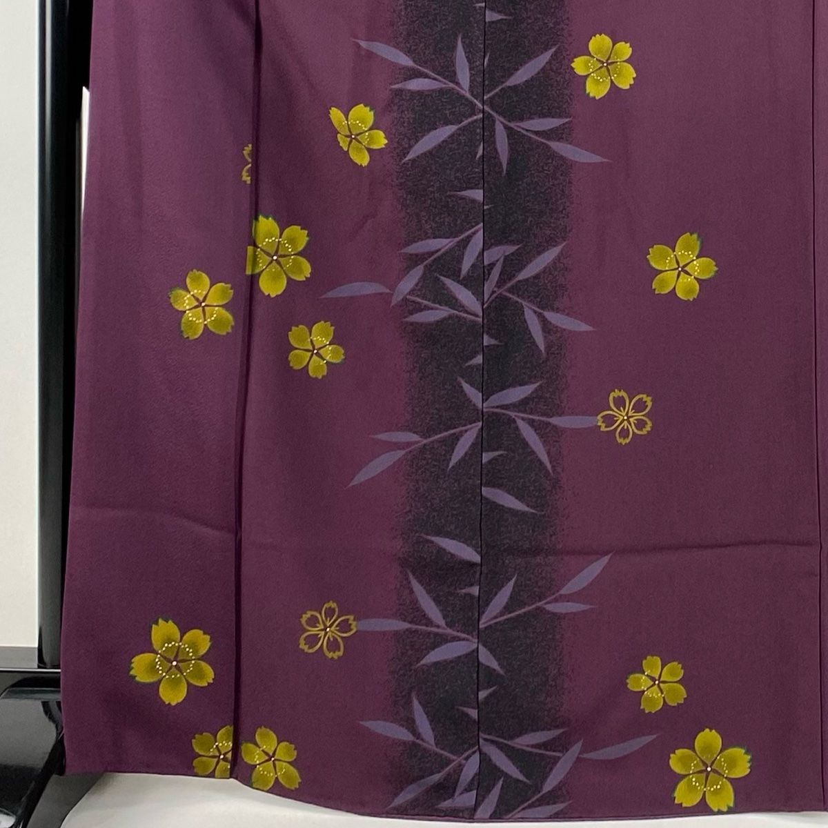 振袖 身丈167cm 裄丈67cm M 袷 桜 葉柄 金彩 茶紫 正絹 美品 名品 