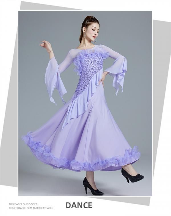 豊富な品揃え。 社交ダンスドレス 社交ダンス モダンドレス ピンク パープル 大きいサイズ 長袖 大きい裾 スタンダードドレス ワルツダンス ワンピースドレス ダンス衣装 ダンスウェア ステージ衣装 競技会 パーティー 発表会 競技着 練習着 舞台 演奏会 演出