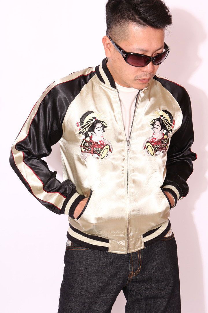 スカジャン/花魁/舞妓/吉原/有楽/刺繍 花旅楽団SCRIPT 舞妓 刺繍 和柄 スカジャン SSJ-000 花魁 スクリプト