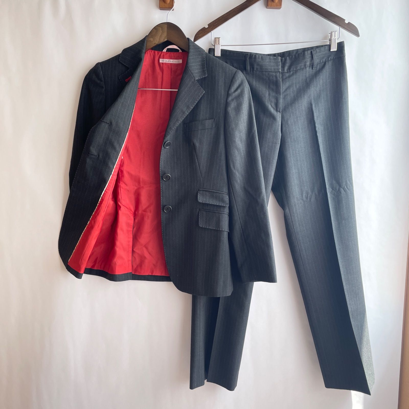 【外観美品】Paul Smith　総柄裏地　パンツスーツ　ストライプ　38／M 美品 ポールスミス ウーマン レディース パンツスーツ スーツ