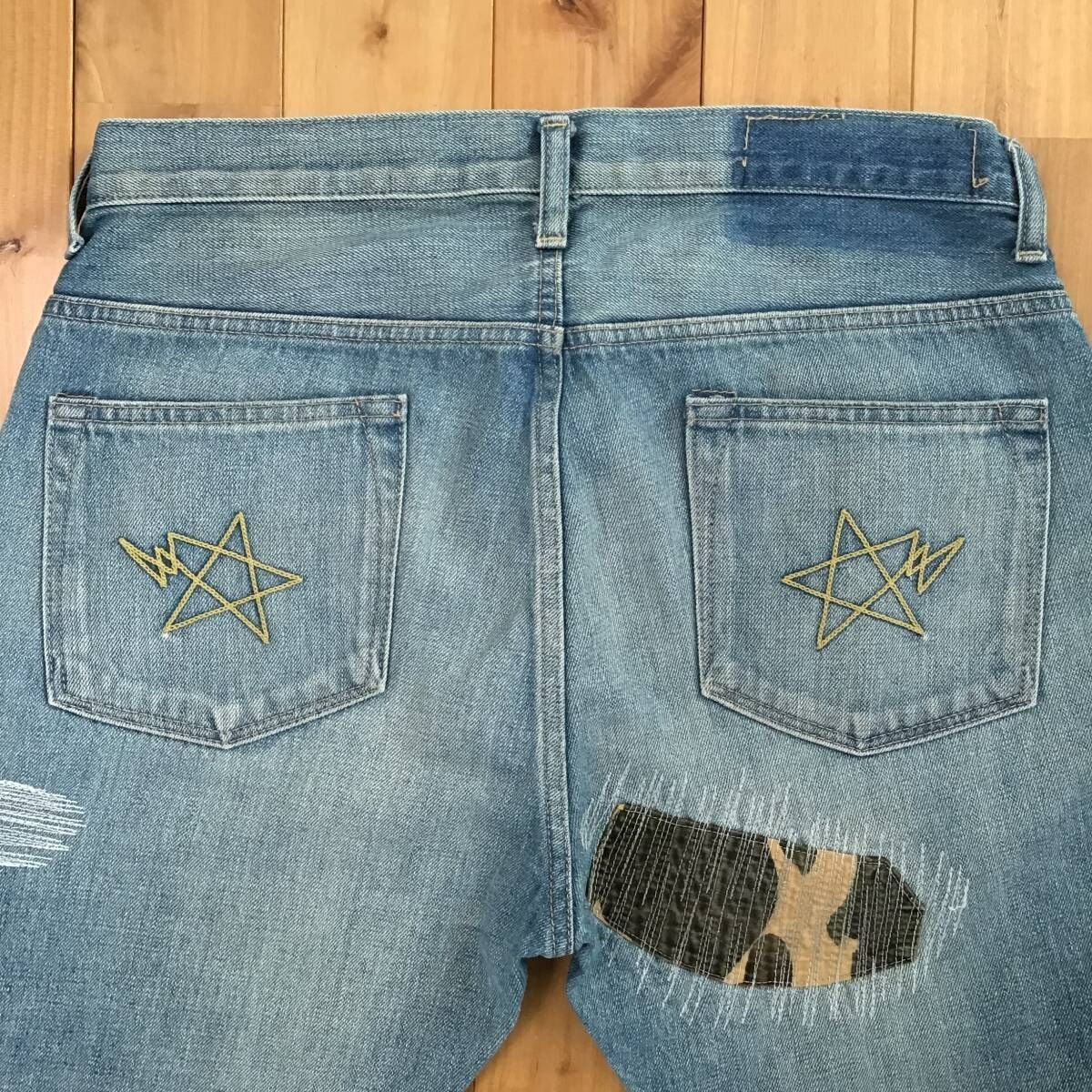 エイプ bape デニム ジーンズ ダメージ Sサイズ BAPE DAMAGE DENIM 