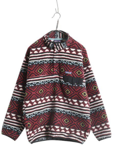 【お得なクーポン配布中!】 パタゴニア ネイティブ 総柄 シンチラ スナップT メンズ M 古着 16年製 PATAGONIA プルオーバー フリース ジャケット ブルゾン アウトドア