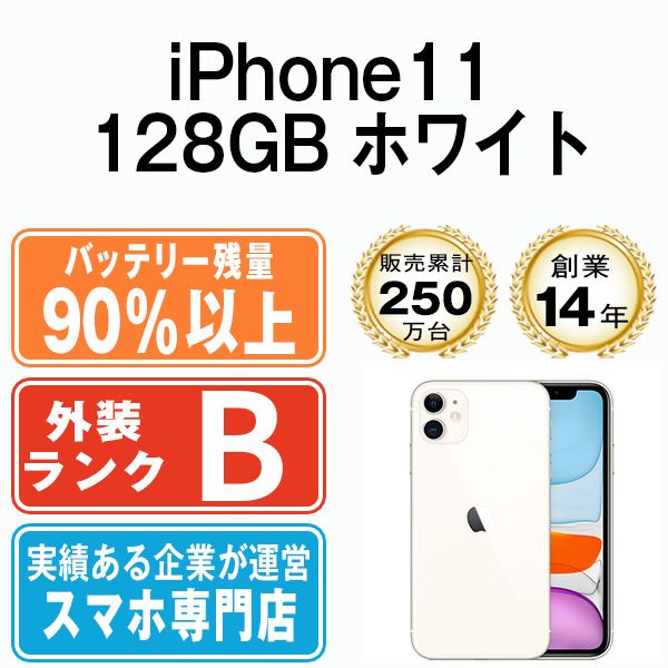 バッテリー90%以上 iPhone11 128GB ホワイト SIMフリー 本体 スマホ iPhone 11 アイフォン アップル apple ip11mtm1059b