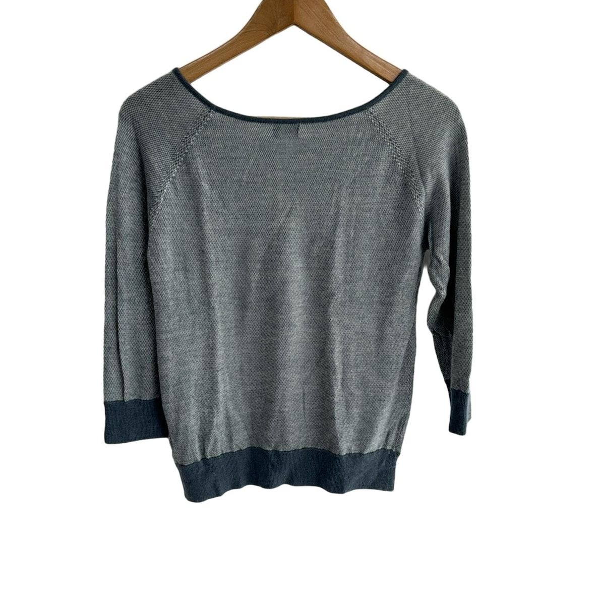 MargaretHowell マーガレットハウエル 七分袖セーター サイズ2 M レディース - ブルーグレー×白 カシミヤ