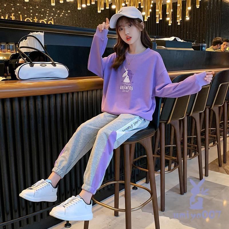 子供服 スウェットセットアップ カジュアルパンツ 部屋着 ルームウェア 女の子 ジップアップ 韓国風 キッズ ファッション 上下セット 秋物 ジュニア 130