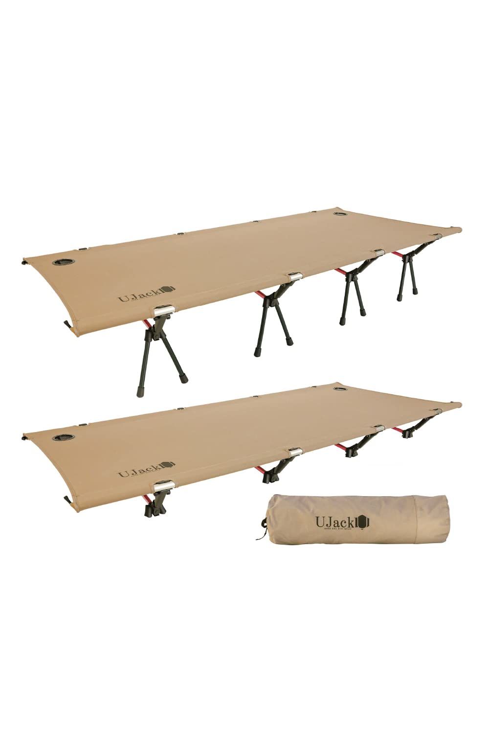 UJack ユージャック 2WAY 折りたたみ式コット 難燃TCコット ハイ|ロー切替 フォールディング コット ワイド サンド