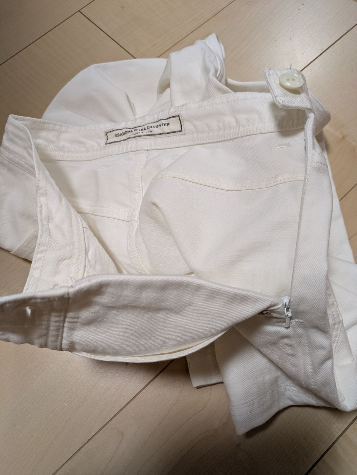 美品 グランマママドーター 定番サイドジップホワイトデニム