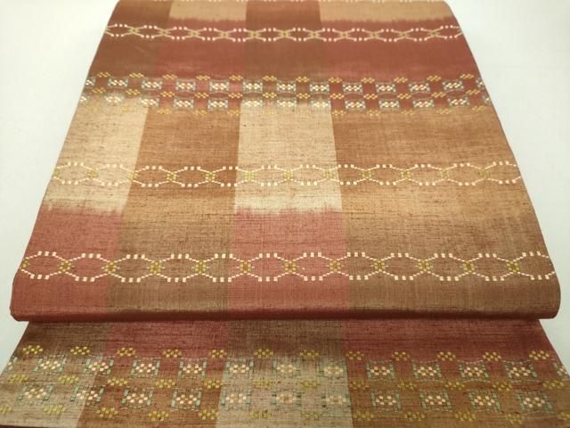 平和屋着物▽両面　全通柄袋帯　スリーシーズン　春夏秋　間道　正絹　逸品　未使用　DAAV9211ob 平和屋着物○両面 全通柄袋帯 スリーシーズン 春夏秋 間道