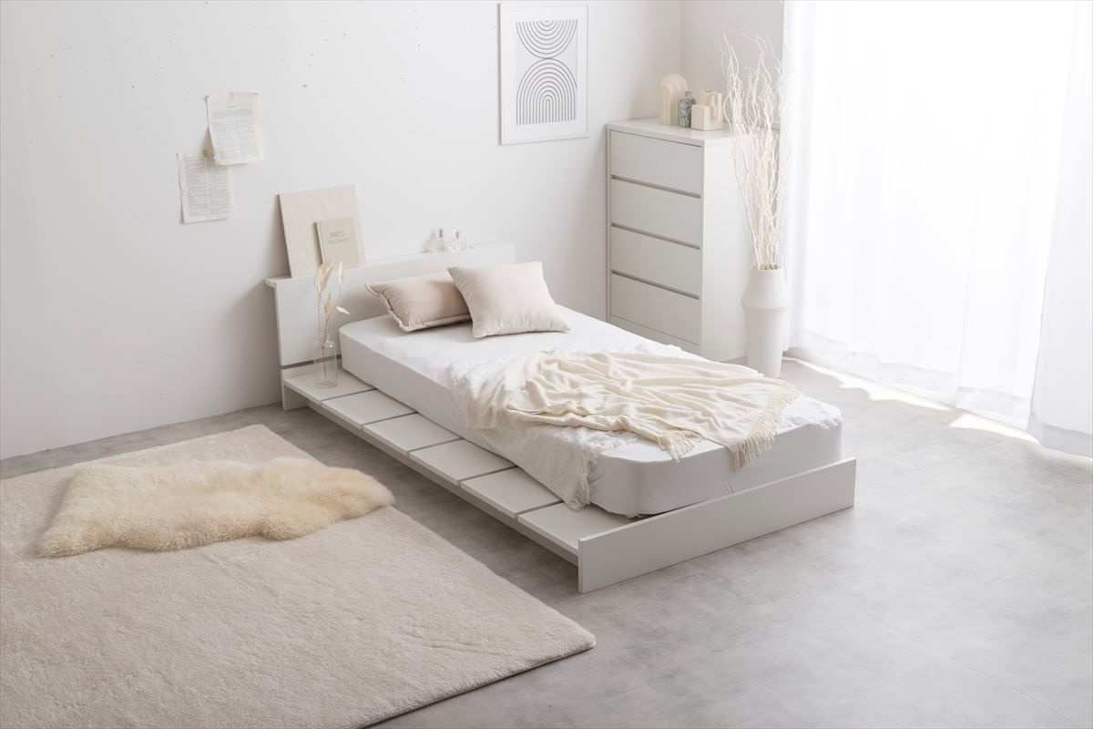 セミシングルショート フレームのみ Yuseong幅100cm幅広すのこローベッド ヘッドボードタイプ