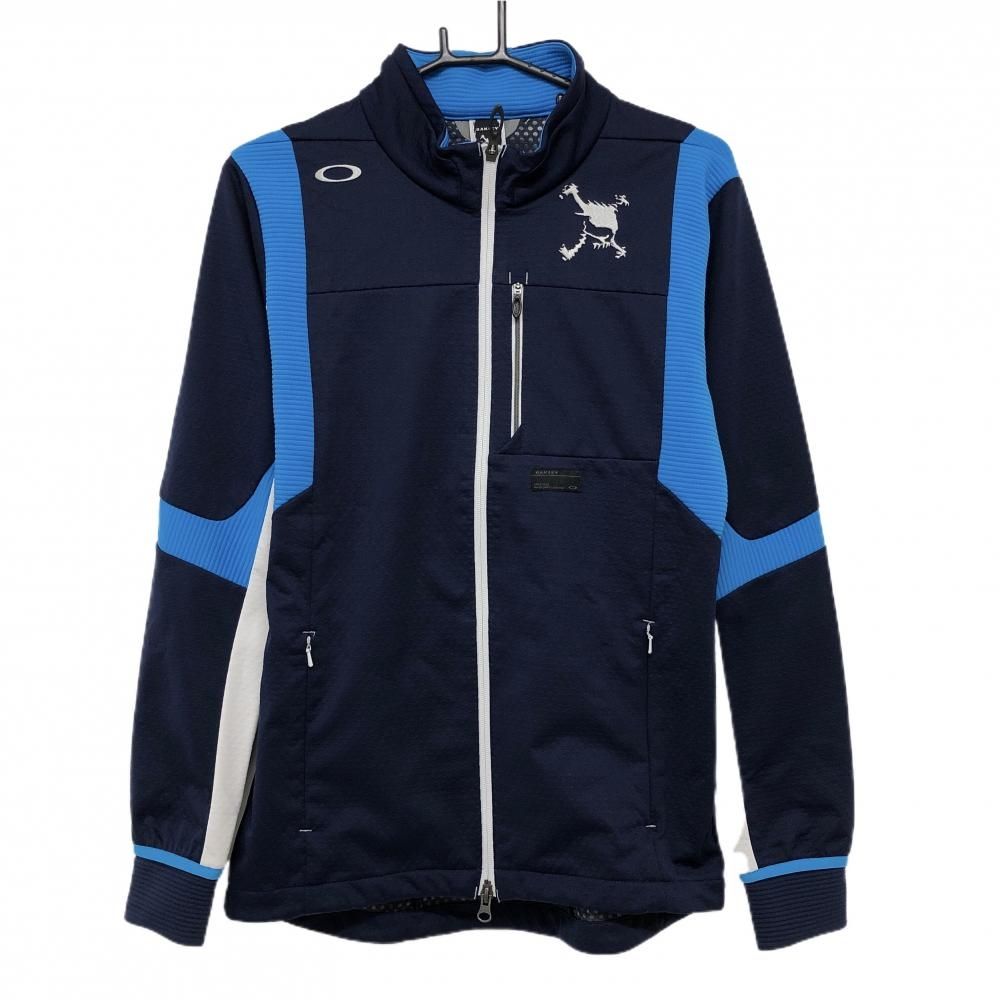 超美品】オークリー ジャケット ネイビー×ライトグレー スカル刺しゅう