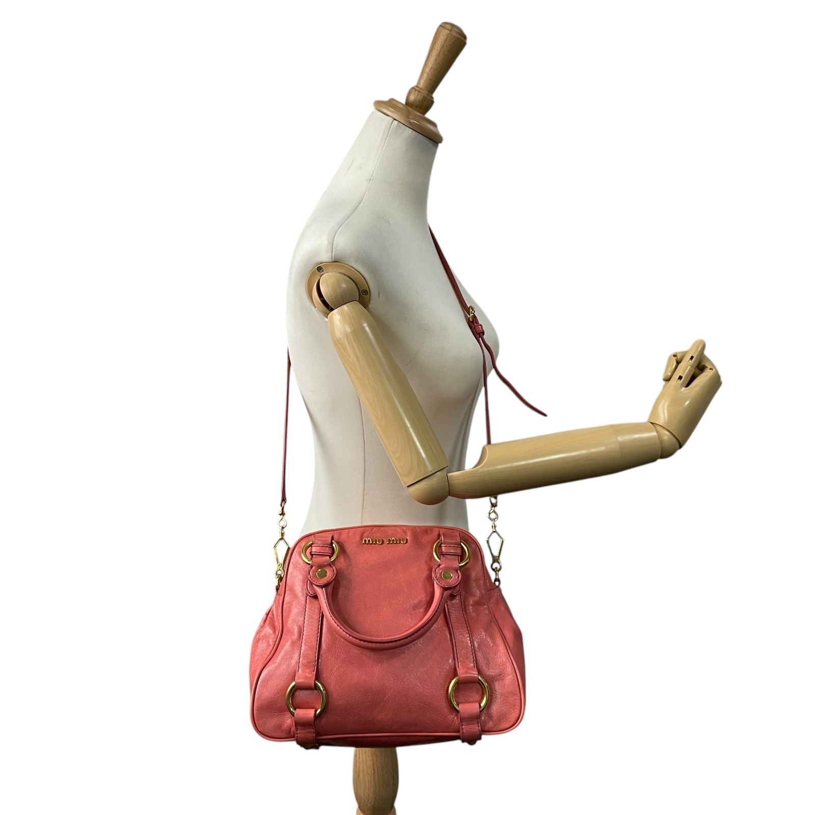 美品 miumiu ミュウミュウ 2way ハンドバッグ ショルダーバッグ ピンク  