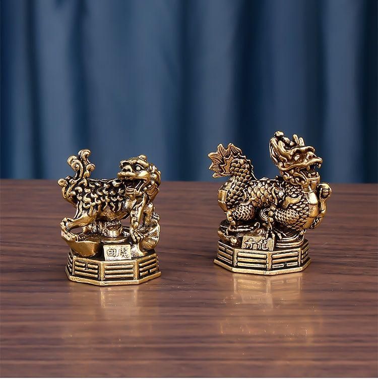 銅製置物 四聖獣 青龍 白虎 朱雀 玄武 四品セット