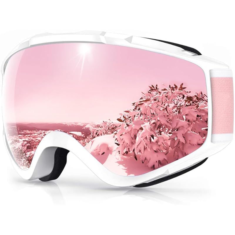 スキーゴーグル,ダブルレンズ,防曇,防風,ピンク,男性と女性用 フレームレス ピンク ゴーグル スキー用 Dragon ゴーグル ミラーレンズ