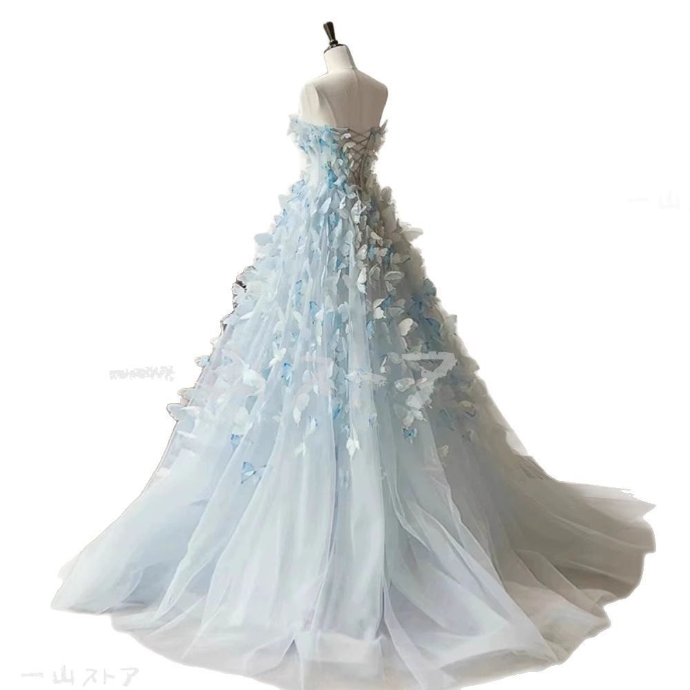 フラワー チューブトップ ドレスタイプ 感 法式デザイン 結婚式 司会 成人式 芸能試験用