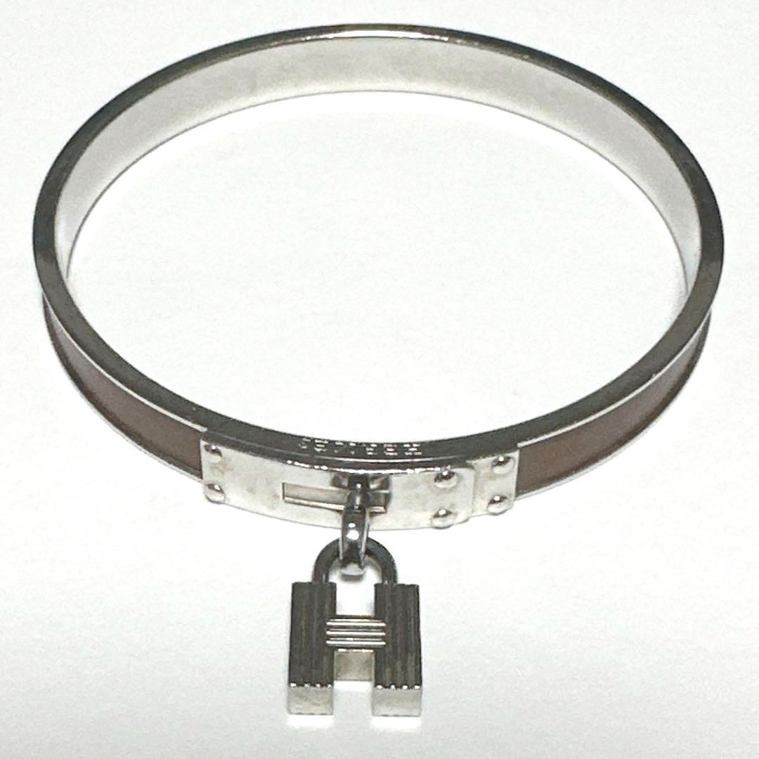 美品 エルメス ケリー ブレスレット バングル シルバー ブラウン 希少 美品 HERMES エルメス ケリーバングル ブレスレット ベージュ シルバー