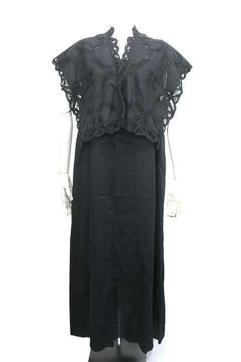 BEARDSLEY ビアズリー ワンピース ブラック 麻 フリーサイズ ボレロ付き＿S28＿セルモアから ＿s-1257-r28