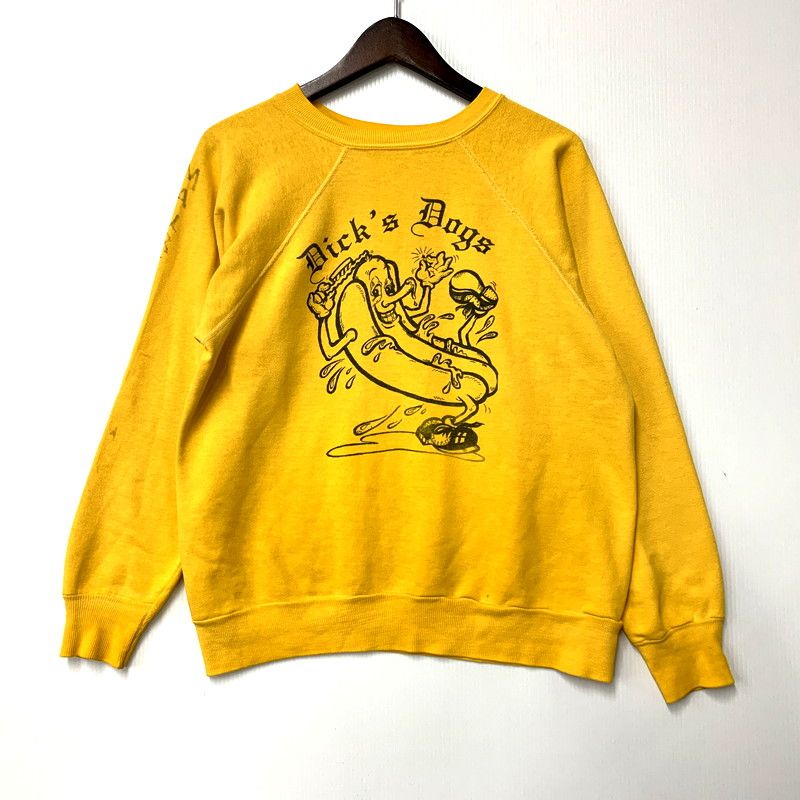 メンズ VINTAGE DICK S DOGS RAGLAN SWEATSHIRT ラグラン スウェットシャツ 染み込み トレーナー 長袖 トップス 146-250222-as-24-IZU