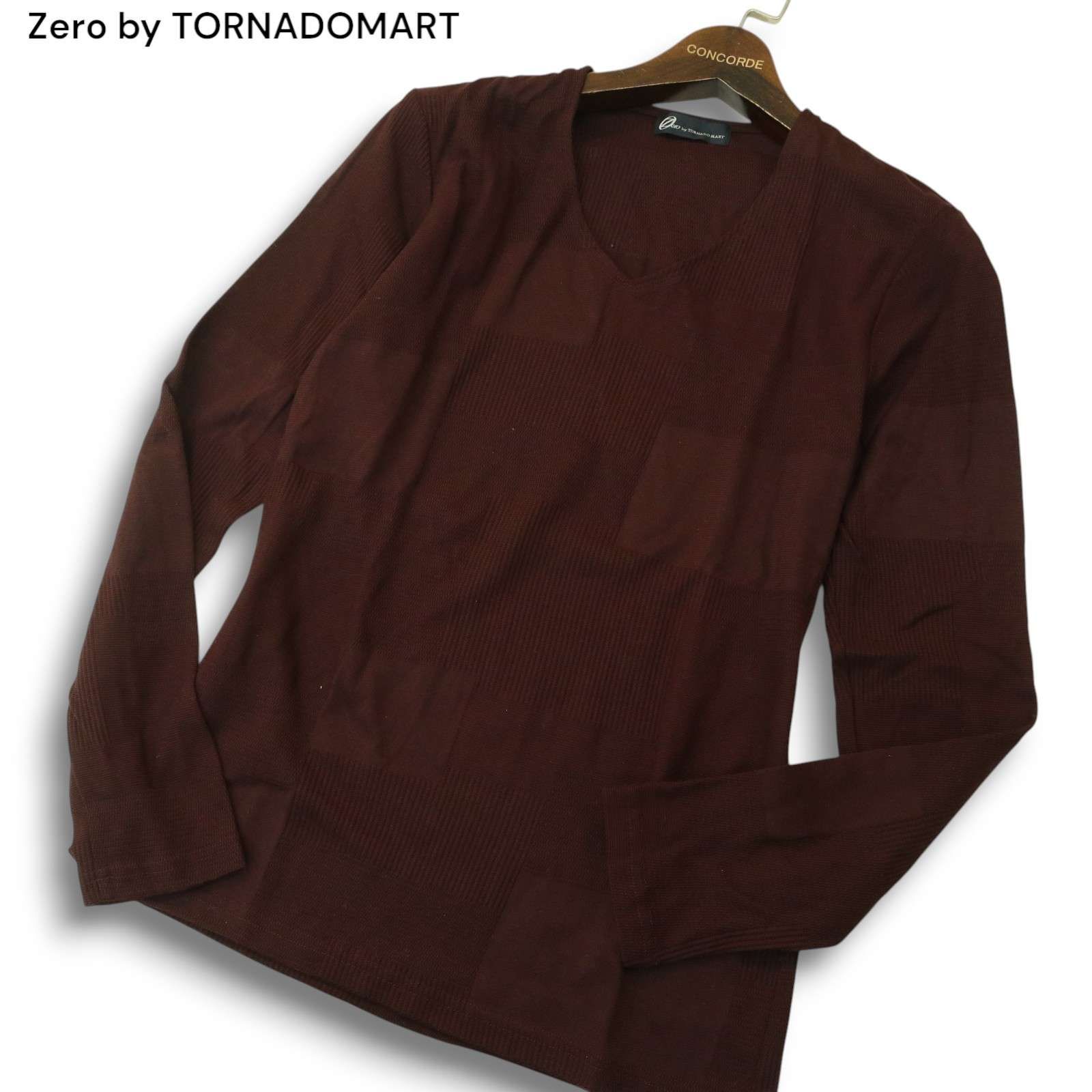 Zero by TORNADOMART トルネードマート 通年☆ Vネック リブ 切替 長袖 