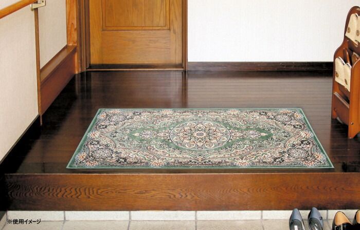 最大40％Off！ フローラマット ベルギー製モケット織り 玄関マット 67x120 グリーン R1425967GN 激安販売中。
