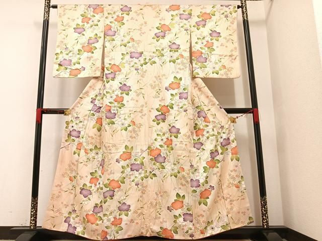 平和屋着物○本場大島紬 地空き カタス9マルキ 枝葉文 正絹 逸品