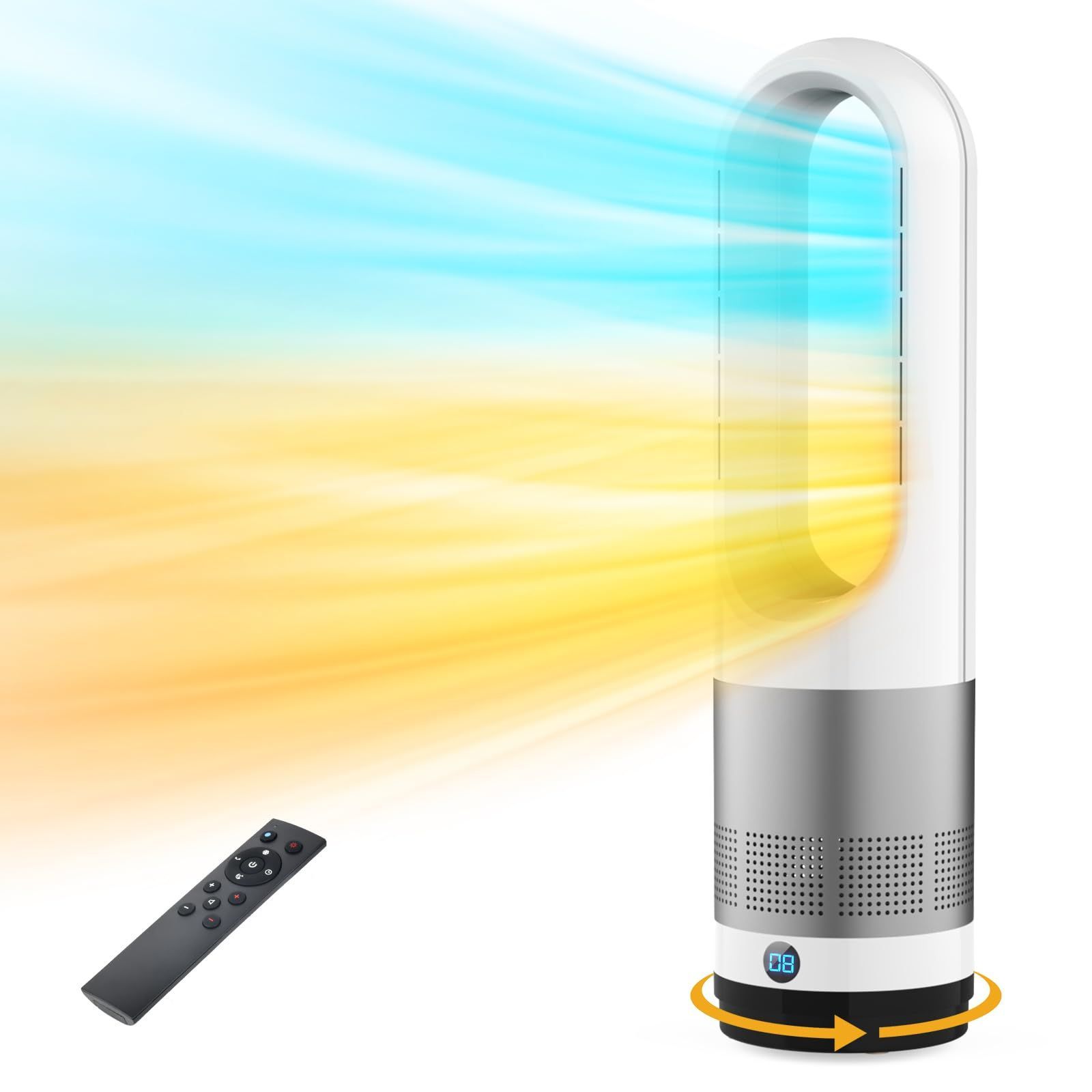 扇風機 羽なしタワーファン【2025冷暖兼用・羽根無し】8段階送風＆3