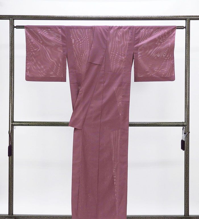 夏物 絽色無地 ポリエステル 渋め京紫 身丈153.5cm 裄丈62cm 丸