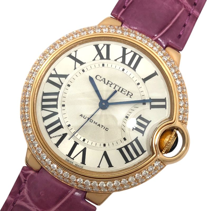 カルティエ Cartier バロンブルー ドゥ カルティエ WE900551 シルバー K18PG/レザーストラップ レディース 腕時計 - メルカリ