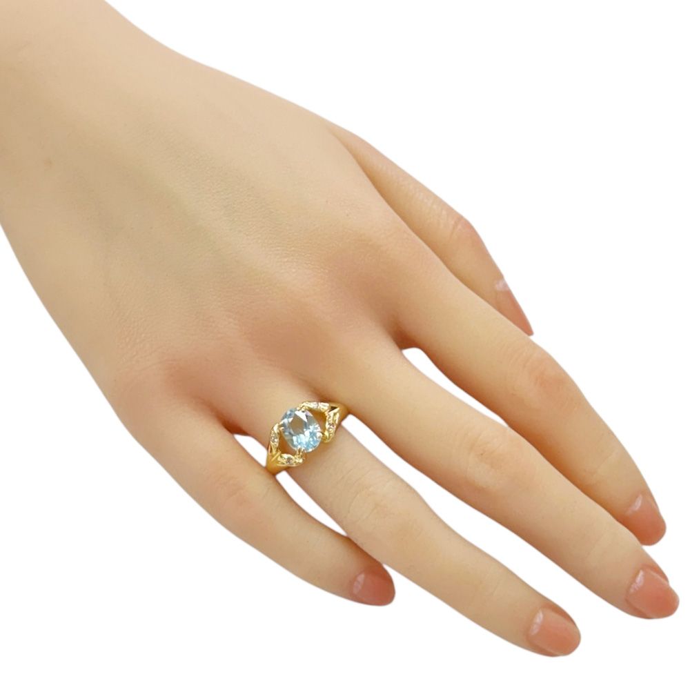 リング 指輪 12号 18金 K18イエローゴールド ブルートパーズ  