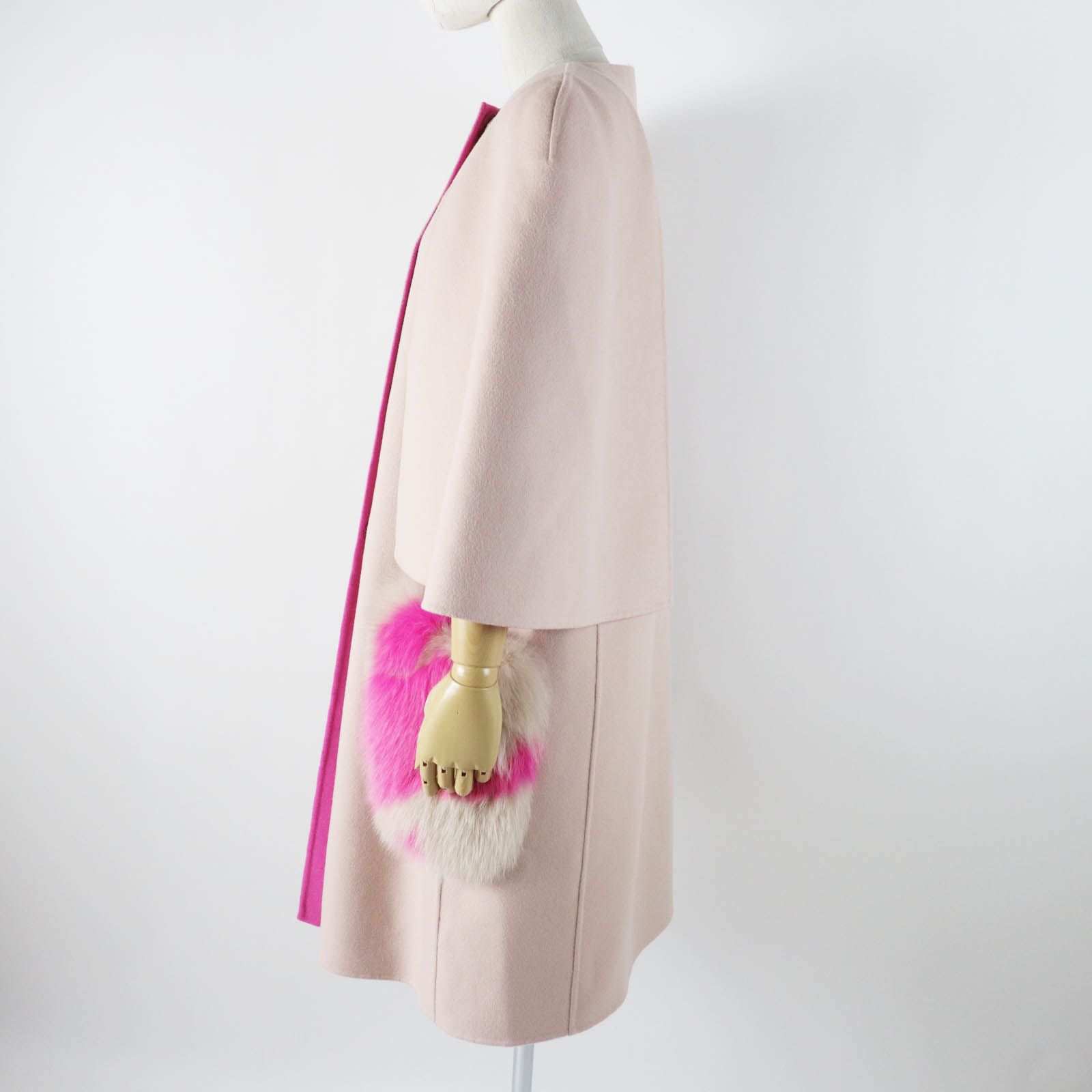 極美品 FENDI フェンディ FF8458 W1D ウール100％ ポケットフォックス  