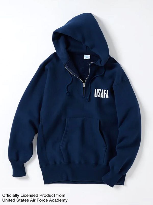 Champion チャンピオン リバースウィーブ スウェット ハーフジップ パーカー TRUE TO ARCHIVES REVERSE WEAVE プルパーカー C3-A119 USAFA 青単タグ 復刻商品 裏起毛 Champion チャンピオン リバースウィーブ スウェット ハーフジップ