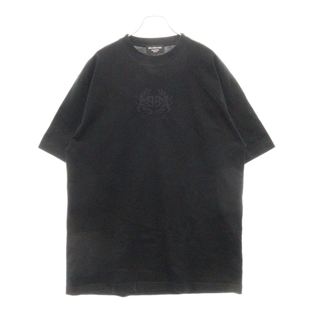 BALENCIAGA (バレンシアガ) LION'S LAUREL TEE BBロゴ刺繍 クルーネックTシャツ 半袖カットソー 641675 TKV71 ブラック