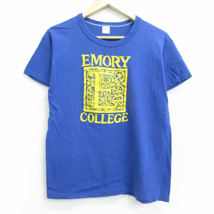 M/古着 半袖 ビンテージ Tシャツ メンズ 70s エモリー カレッジ コットン クルーネック 紺 ネイビー 【spe】 22feb22 中古