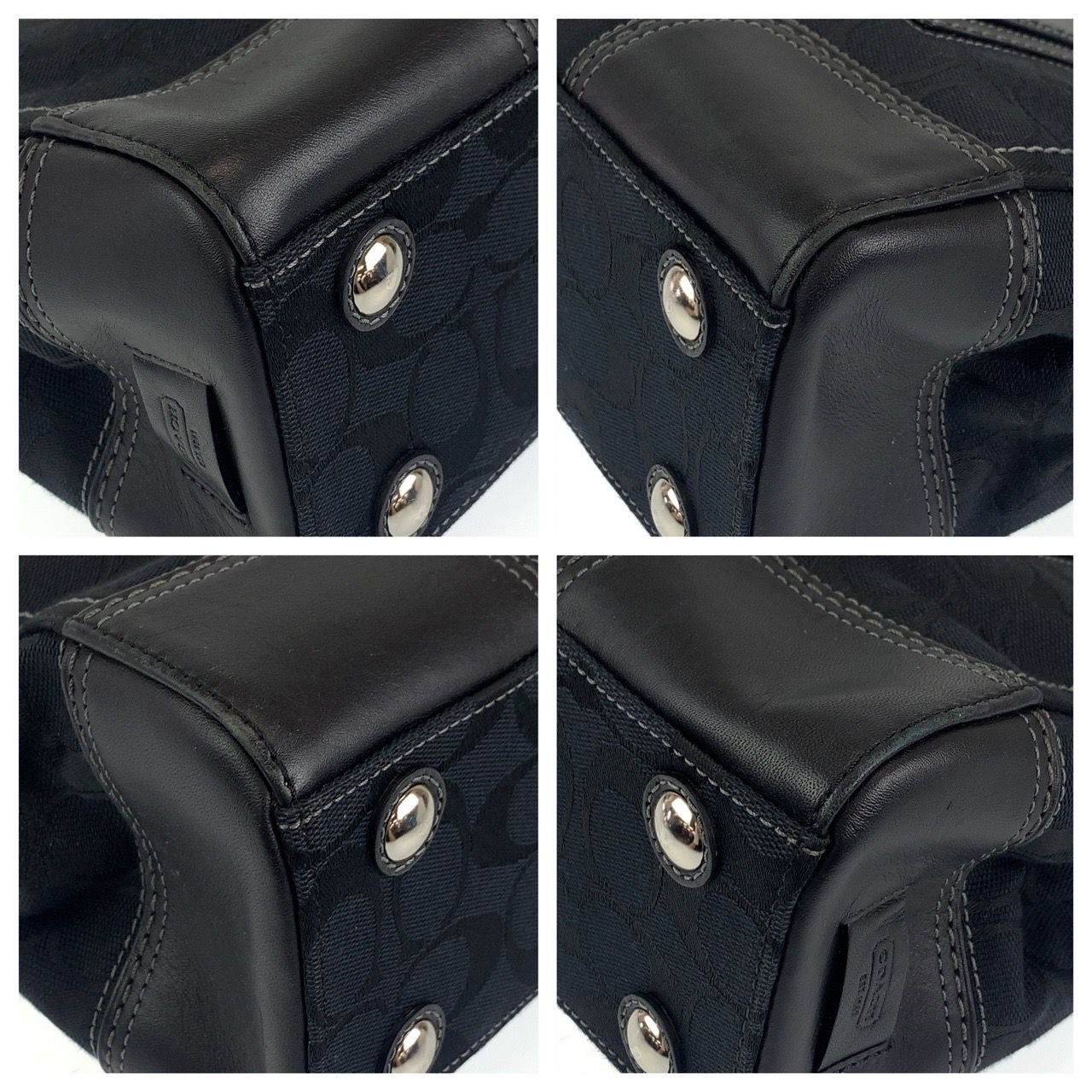COACH コーチ シグネチャー ブラック 黒 シルバー金具 キャンバス