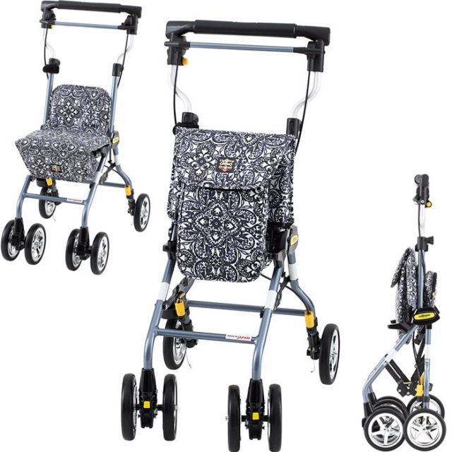 シルバーカー シンフォニーSPスリム 花柄模様 歩行器 シルバーカー自立