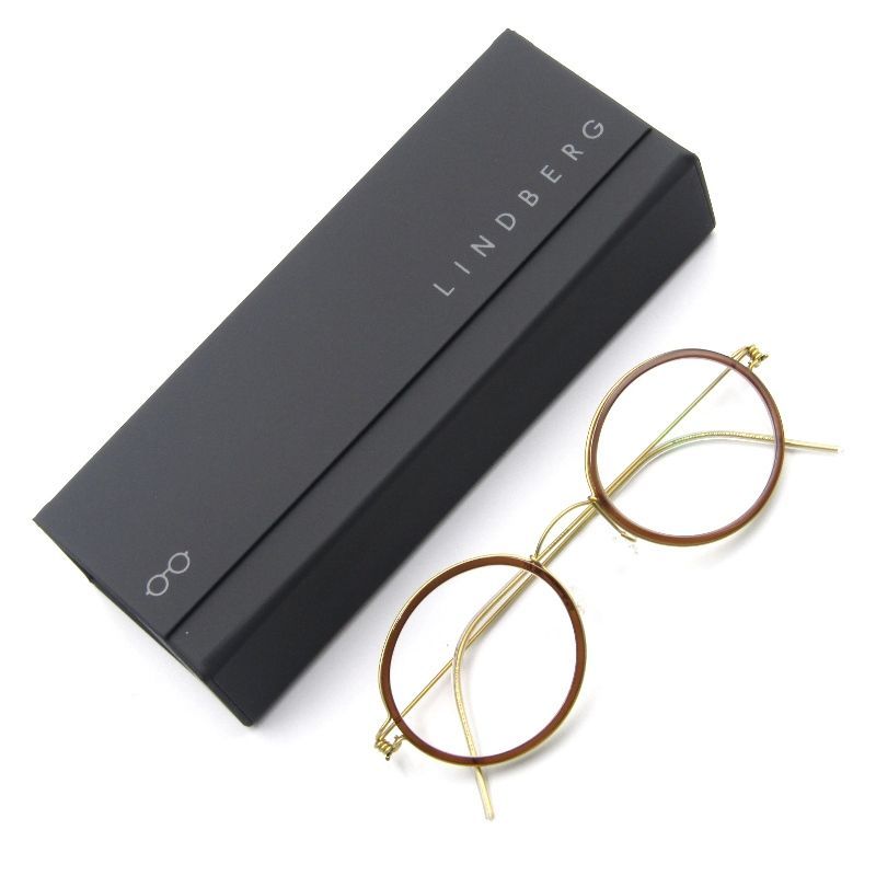 LINDBERG リンドバーグ メガネフレーム Rim CAMERON デンマーク製 キャメロン オーバル GT|K162 ゴールド|ブラウン65007690