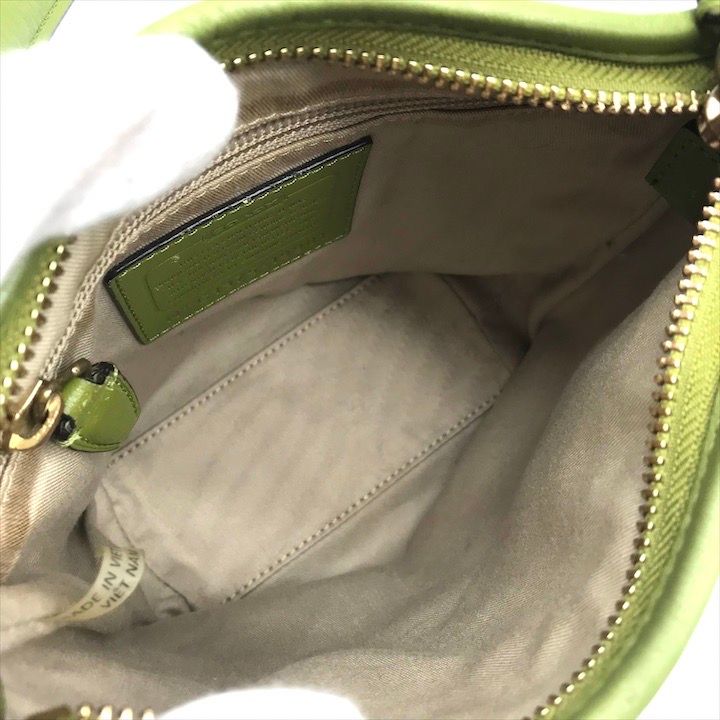 良品 COACH コーチ フリンジ タッセル レザー ショルダー バッグ グリーン k1826 良品 COACH コーチ フリンジ タッセル レザー ショルダー バッグ