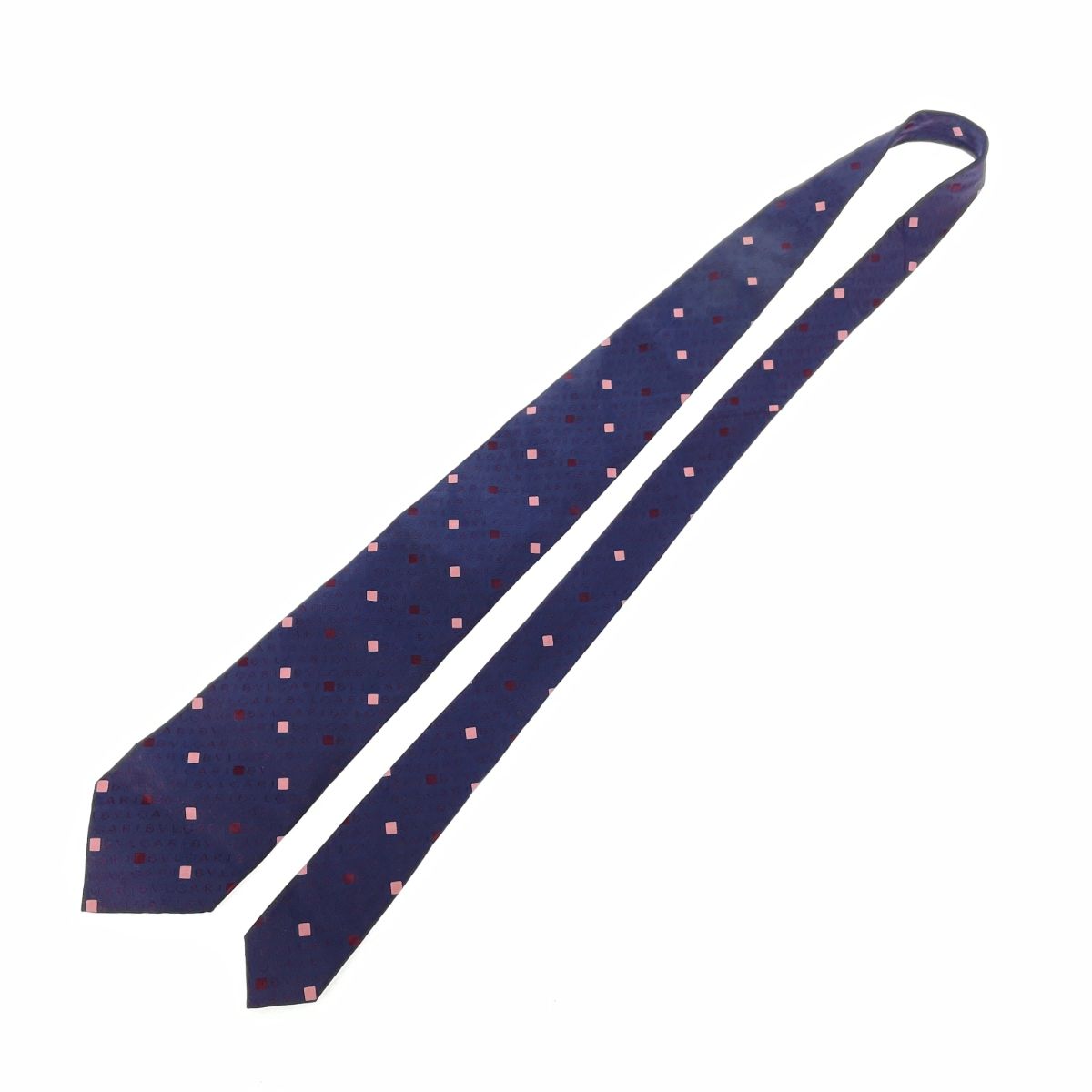 BVLGARI ブルガリ セッテピエゲ ネクタイ ネイビー×ボルドー シルク100