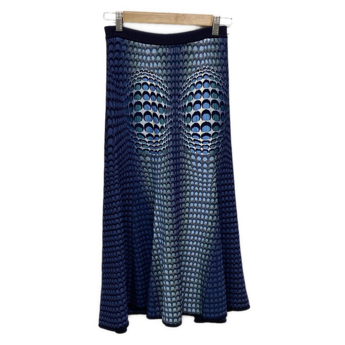 MARINE SERRE マリーンセル ロングスカート サイズM レディース - ダークネイビー×ライトブルー×マルチ ウエストゴム WWW_NOITHATQUANGTHANH_NET