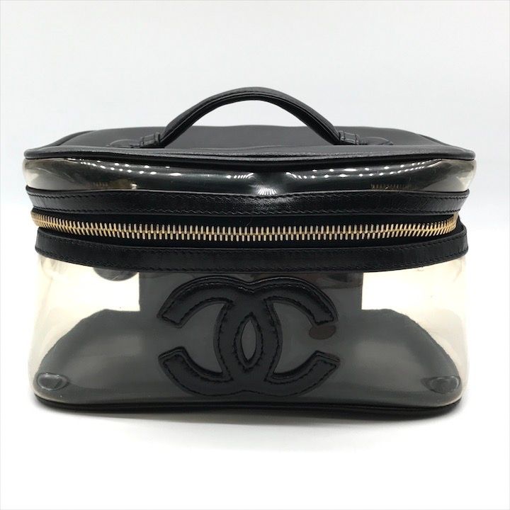 良品 CHANEL シャネル ココマーク パテント レザ－ ビニール バニティ 
