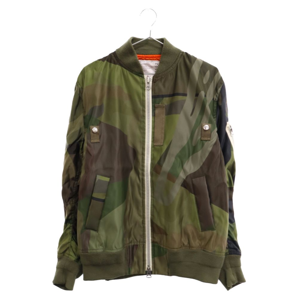 sacai × KAWS / 21AW/MA-1 Blouson/ブルゾン/2/ナイロン/マルチカラー/カモフラ/21-02562M Sacai (サカイ) ×KAWS 21AW MA-1 BLOUSON カモフラージュ柄フライト