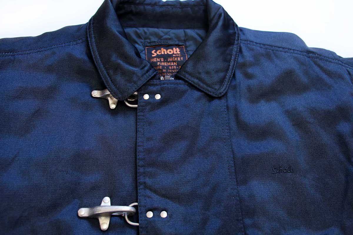 Schottショット ロゴ刺繍 キルティングライナー ファイヤーマン