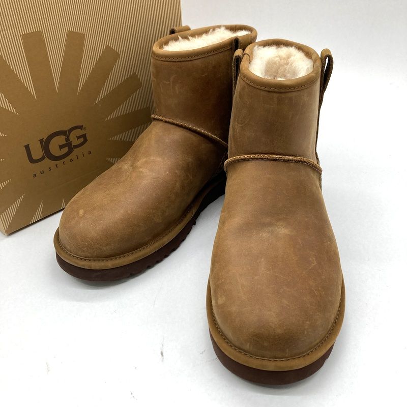UGG アグ ムートンブーツ CLASSIC MINI STITCH 1008621 き クラシックミニ ステッチ メンズ 27cm ブラウン 靴 B14940◆