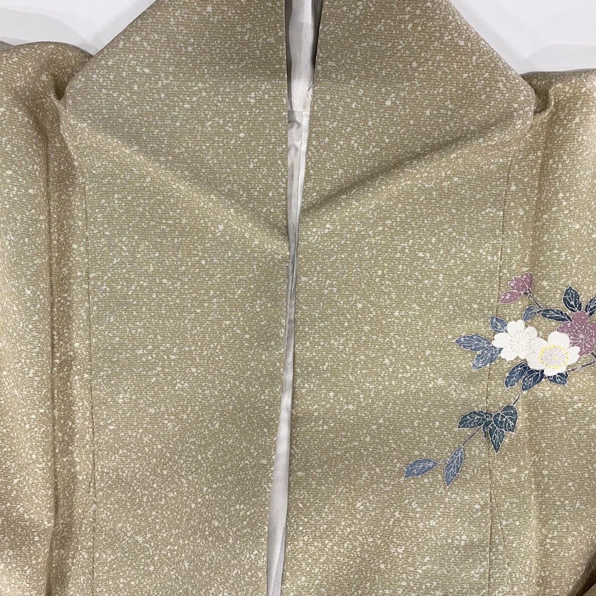 美品】 訪問着 身丈167.5cm 裄丈65cm M 袷 桜 菊 染め分け ベージュ