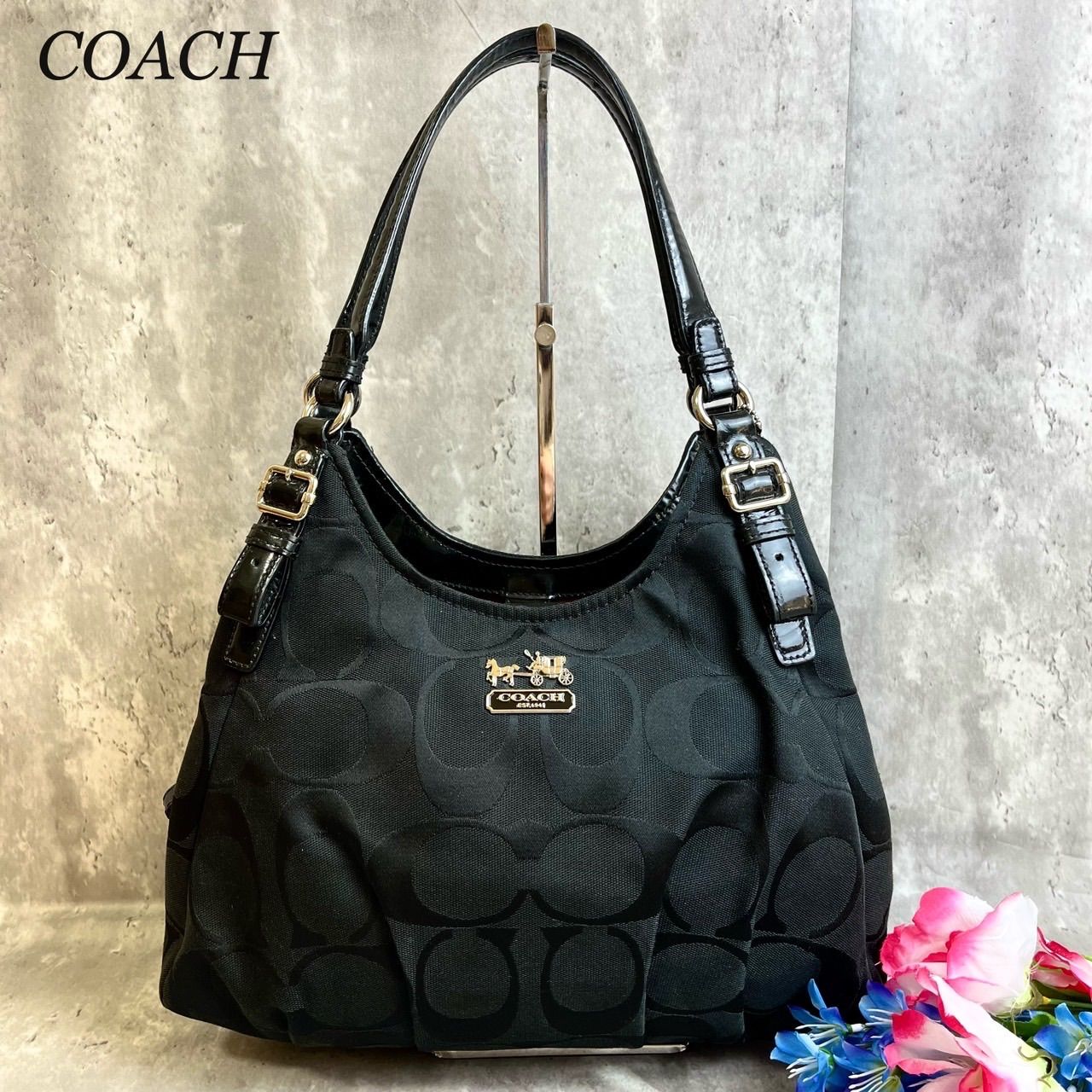 リアル キャンバス ✨COACH✨ コーチ 肩がけ トートバッグ レザー 馬車