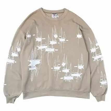 90s JERZEES Michigan Rag Co.総柄プリントスウェット