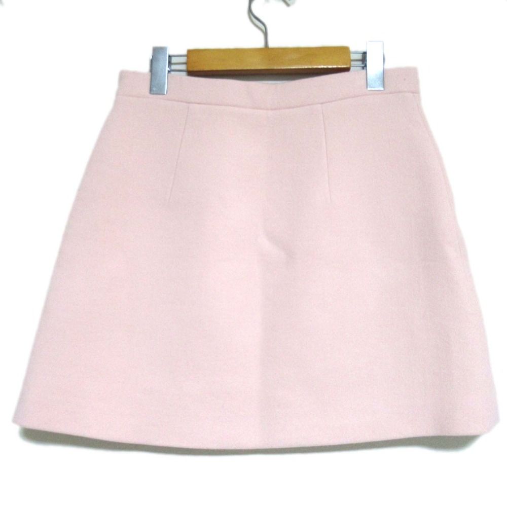 美品 miumiu ミュウミュウ パールビジューボタン バージンウール ミニ  