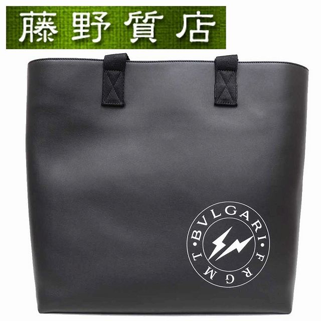 ブルガリ BVLGARI 藤原ヒロシ フラグメントコラボ トートバッグ ハンドバッグ レザー 黒 2ｗay 288553 8233