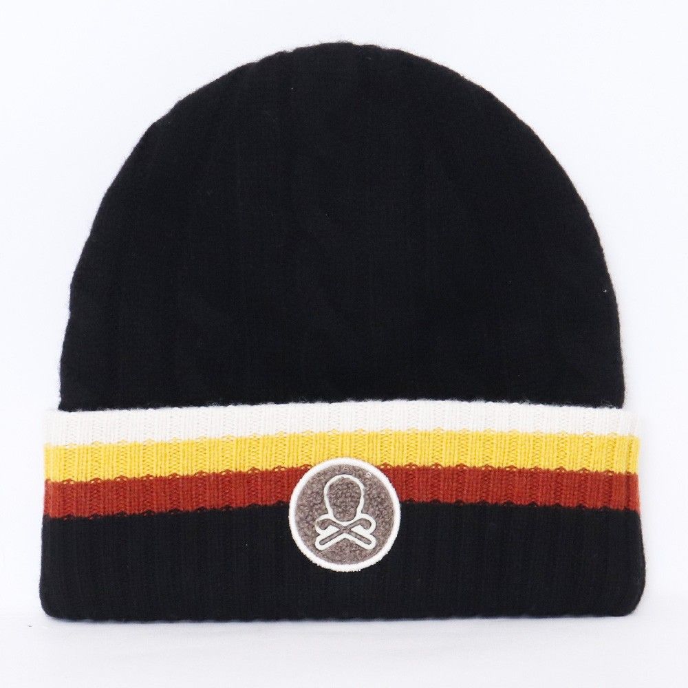 MARK-LONA Ever Striped Cable Knit Beanie ブラック MLF-4C-FC14
